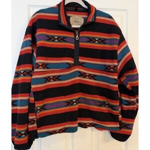 Vintage Woolrich 1/4 Zip Medium Aztec Southwestern Fleece Pullover USA Made EUC